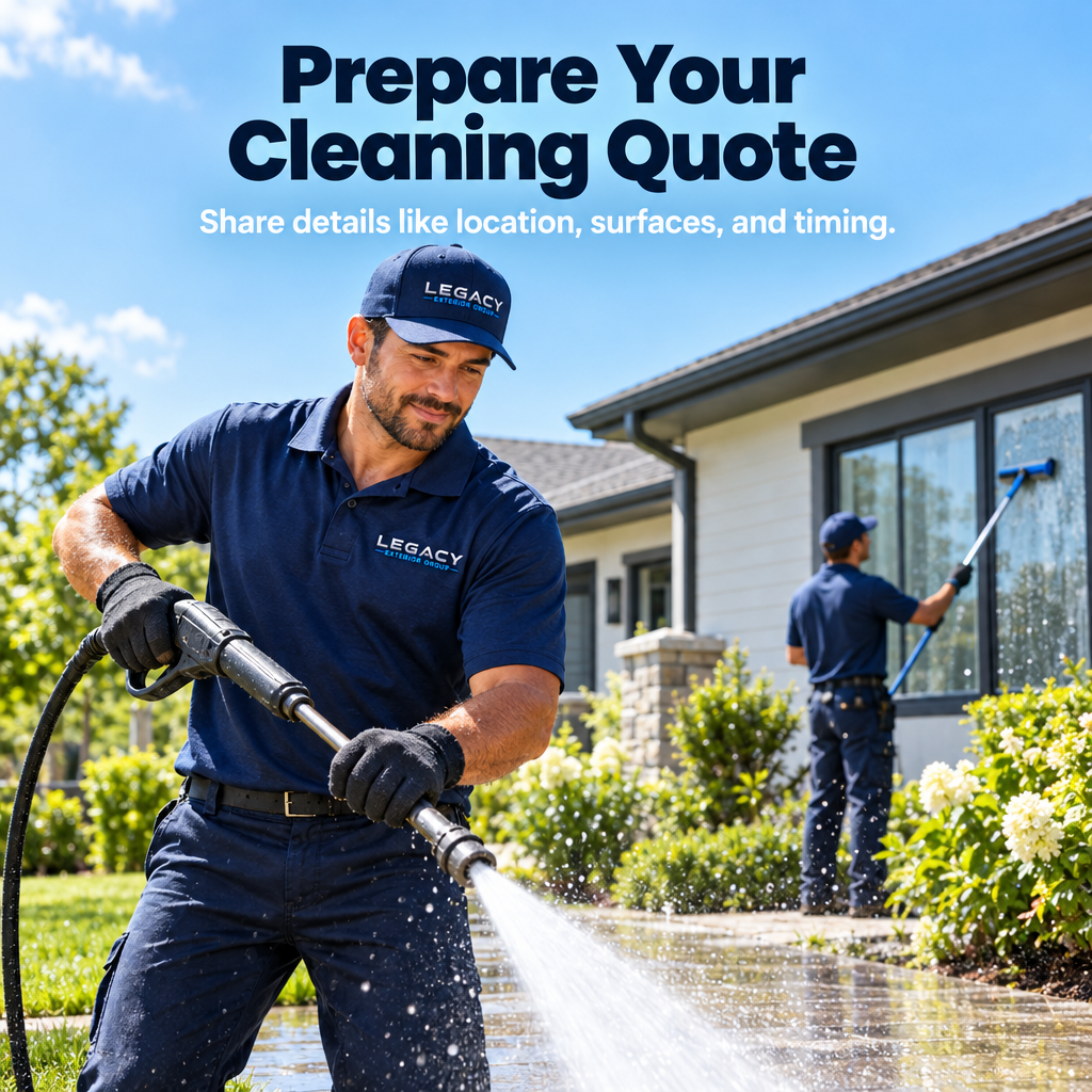 Quote request graphic showing the information needed for concrete cleaning